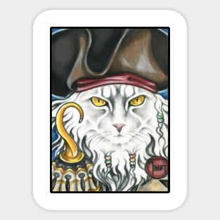 Pirate Cat with Hook - Black Outlined Version Sticker